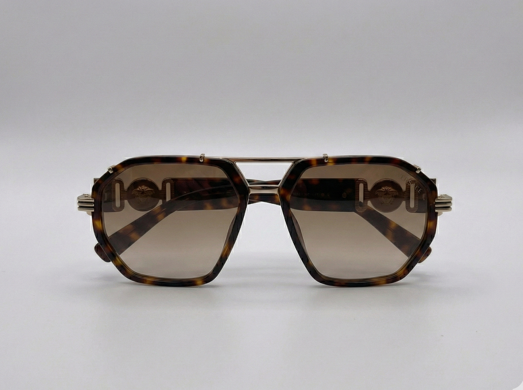 Versace - Tortoise Shell Navigators with Medusa Accent M - 1013
