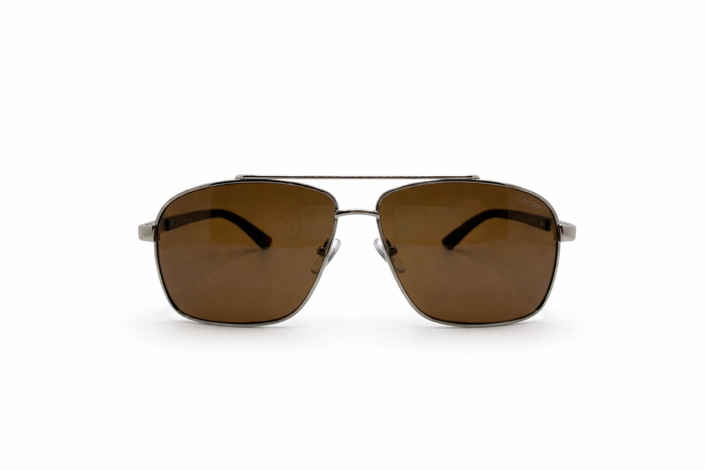 Cartier - Premium Silver & Wood Metal Sunglasses M - 1024