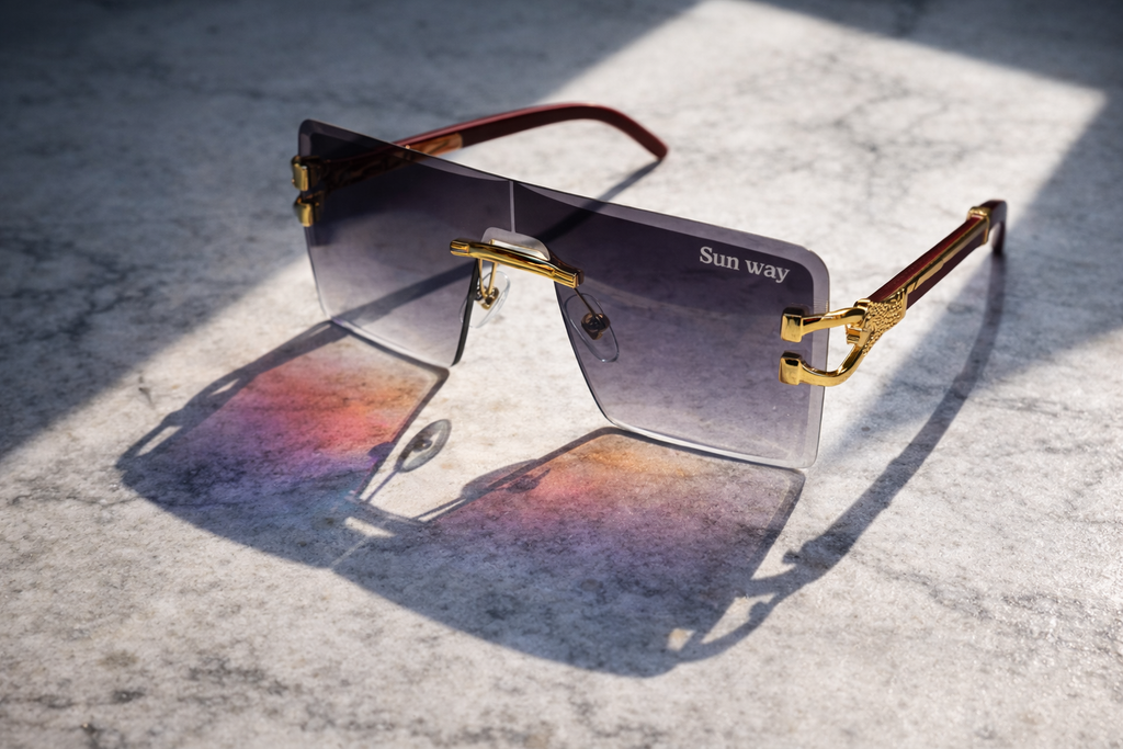 Sunway - Premium Rimless Gold Accent Sunglasses M - 1017