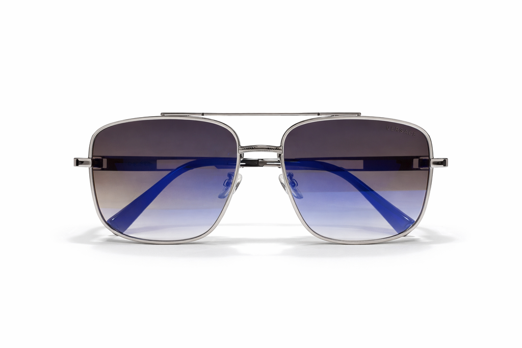 Versace - Premium Silver & Blue Gradient Navigators Sunglasses M - 1022