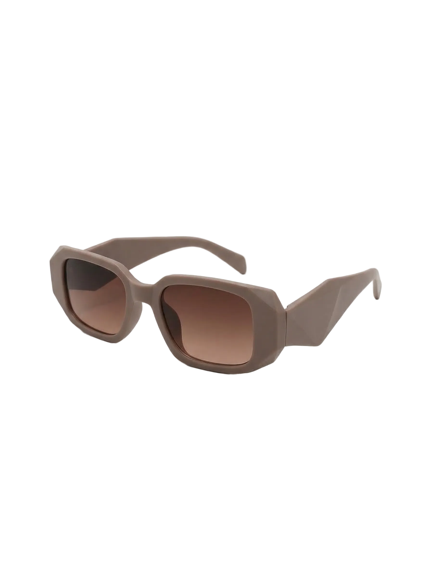 RayVerse - Chunky Matte Taupe Geometric Sunglasses W - 1005