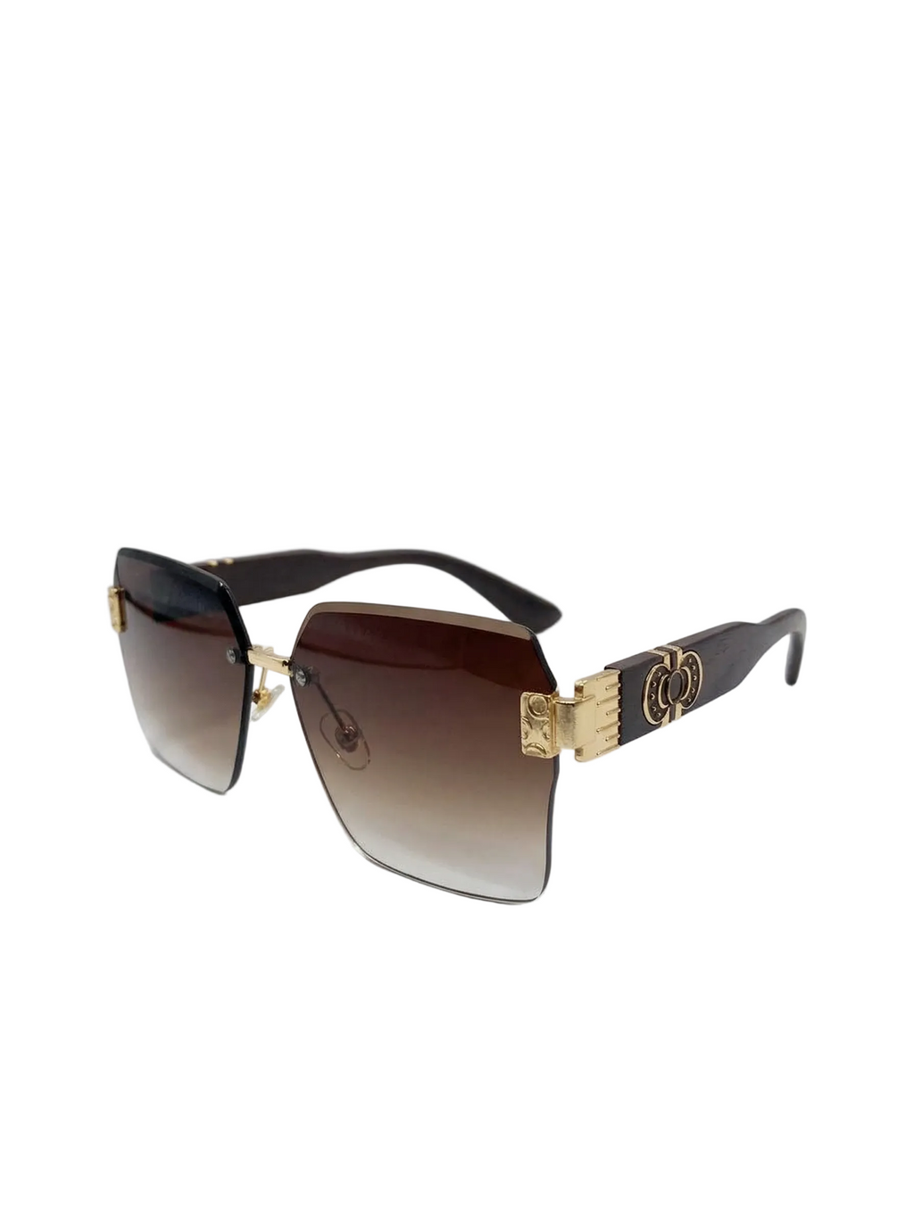 RayVerse - Premium Rimless Gold Detail Square Sunglasses W - 1012