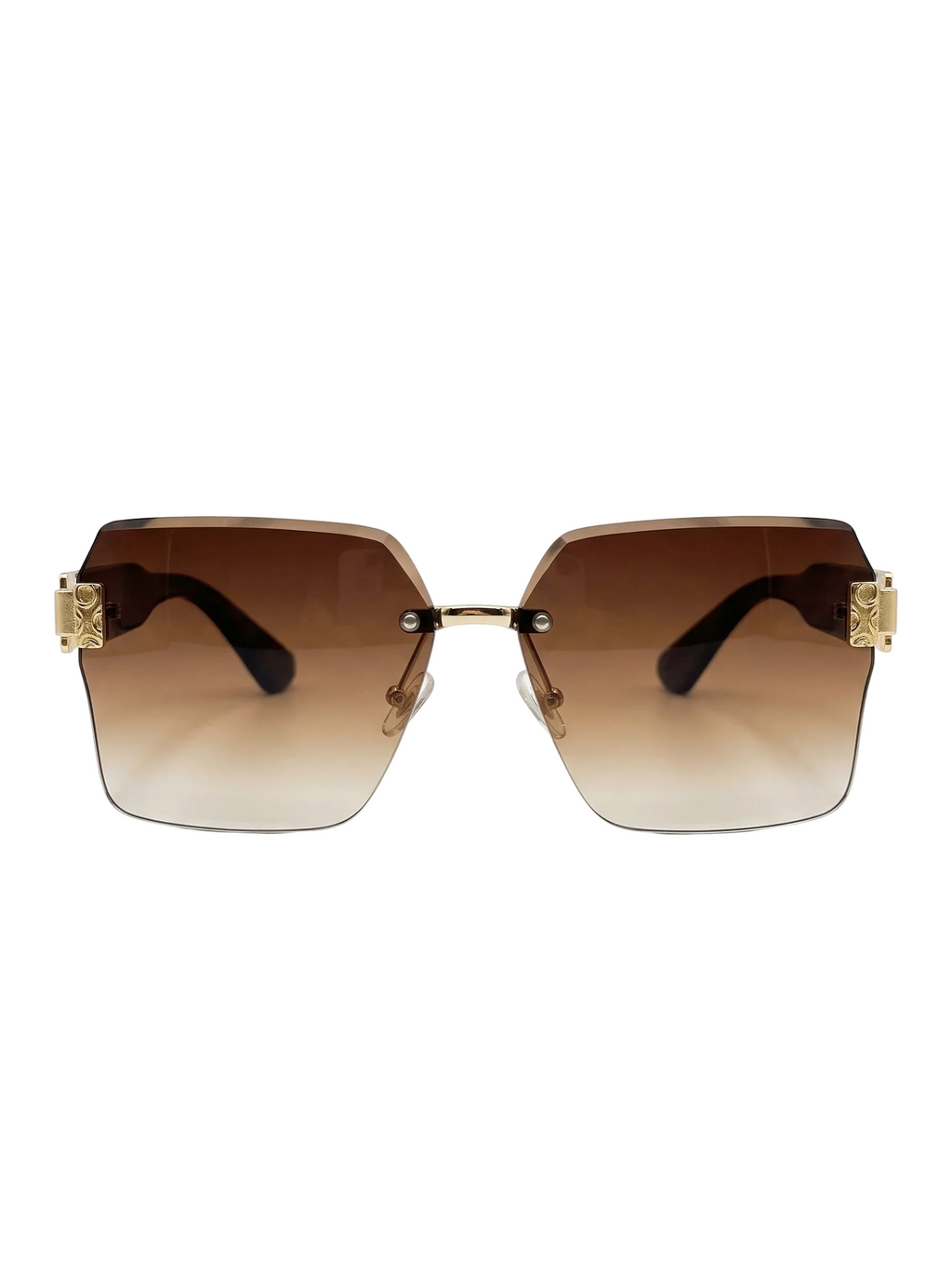 RayVerse - Premium Rimless Gold Detail Square Sunglasses W - 1012