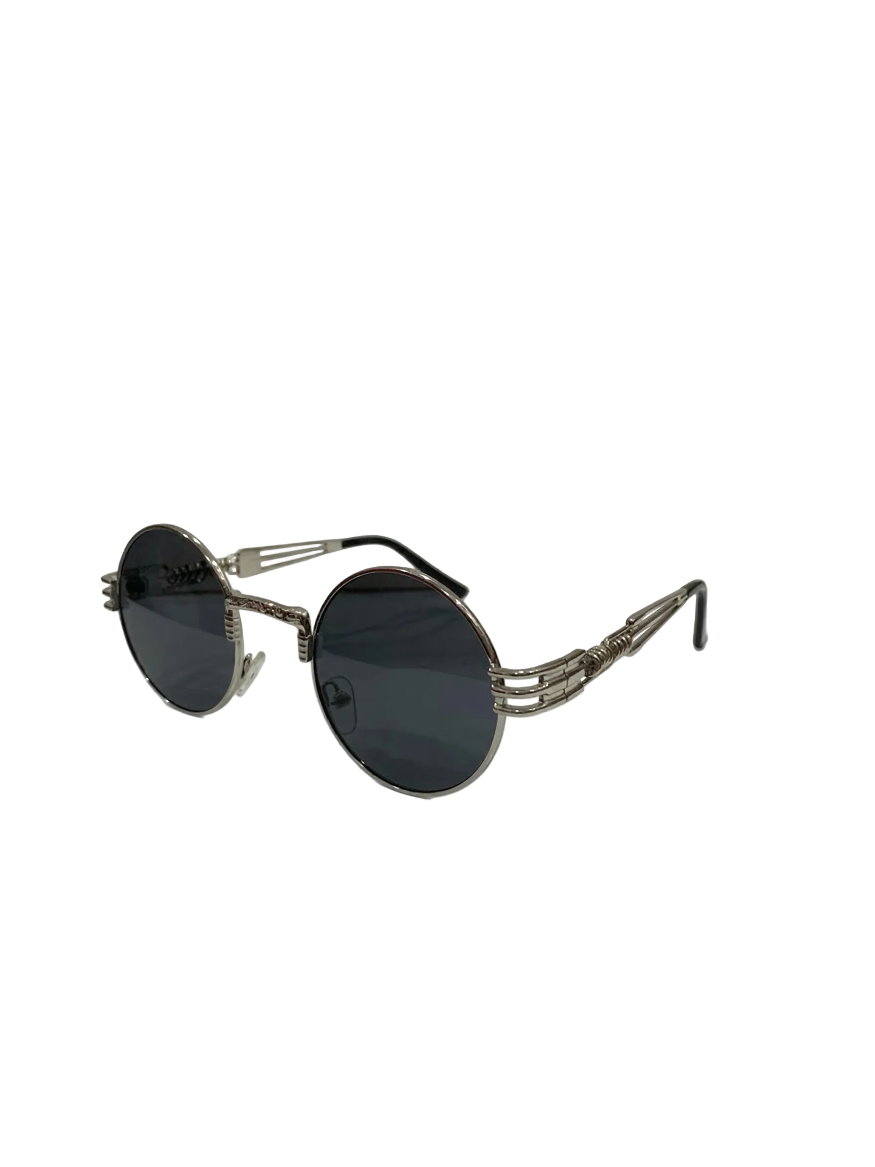 RayVerse - Vintage Silver Steampunk Round Sunglasses W - 1003