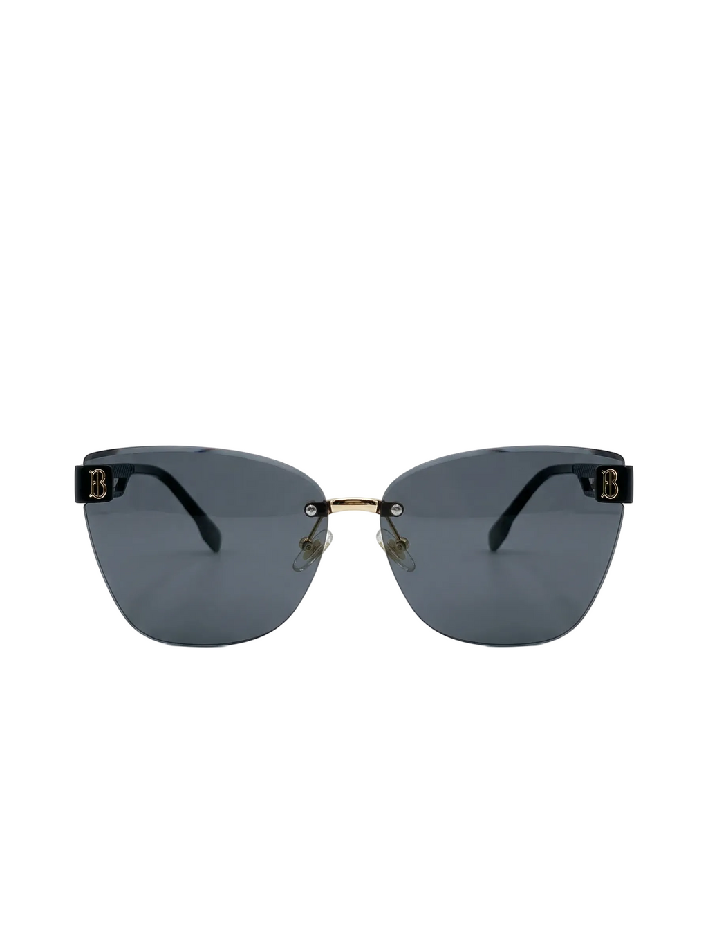 RayVerse - Elegant Black Rimless Cat-Eye Sunglasses W - 1002