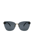 RayVerse - Elegant Black Rimless Cat-Eye Sunglasses W - 1002