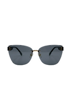 RayVerse - Elegant Black Rimless Cat-Eye Sunglasses W - 1002