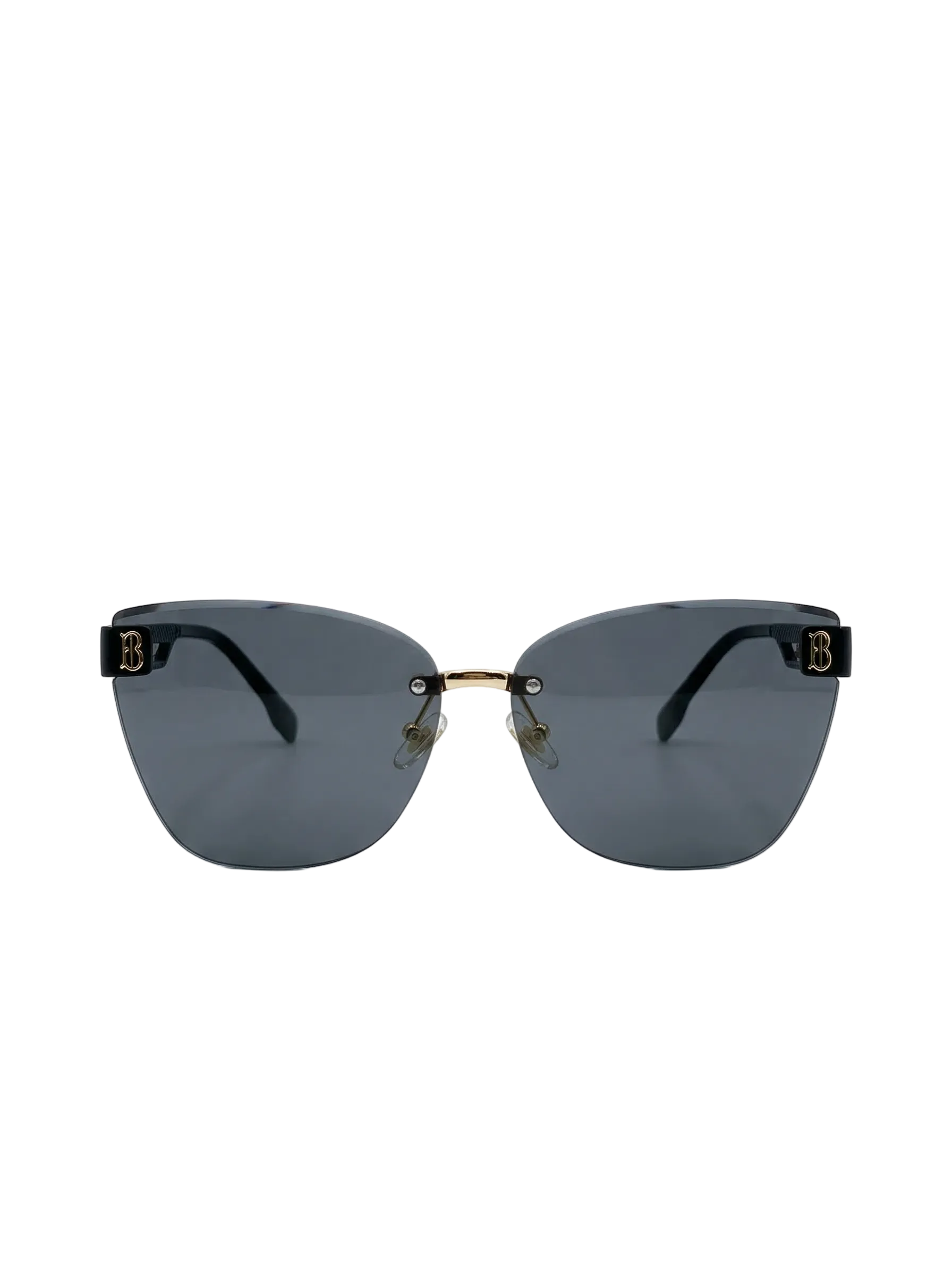 RayVerse - Elegant Black Rimless Cat-Eye Sunglasses W - 1002