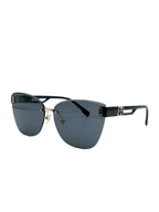 RayVerse - Elegant Black Rimless Cat-Eye Sunglasses W - 1002