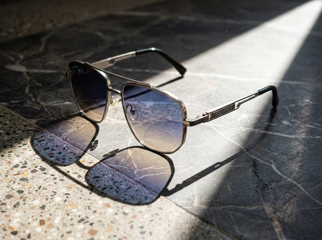 Versace - Premium Silver & Blue Gradient Navigators Sunglasses M - 1022