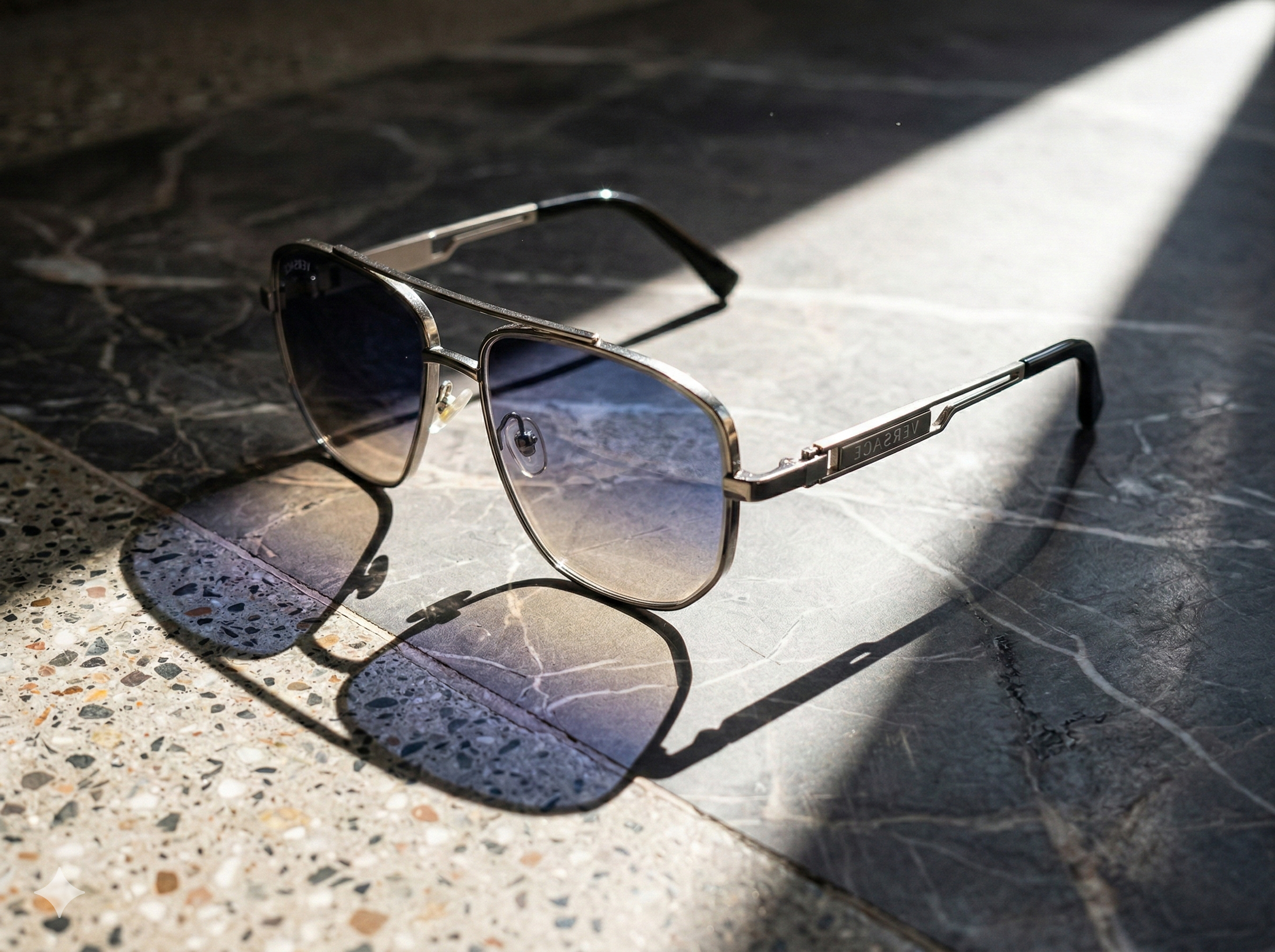 Versace - Premium Silver & Blue Gradient Navigators Sunglasses M - 1022