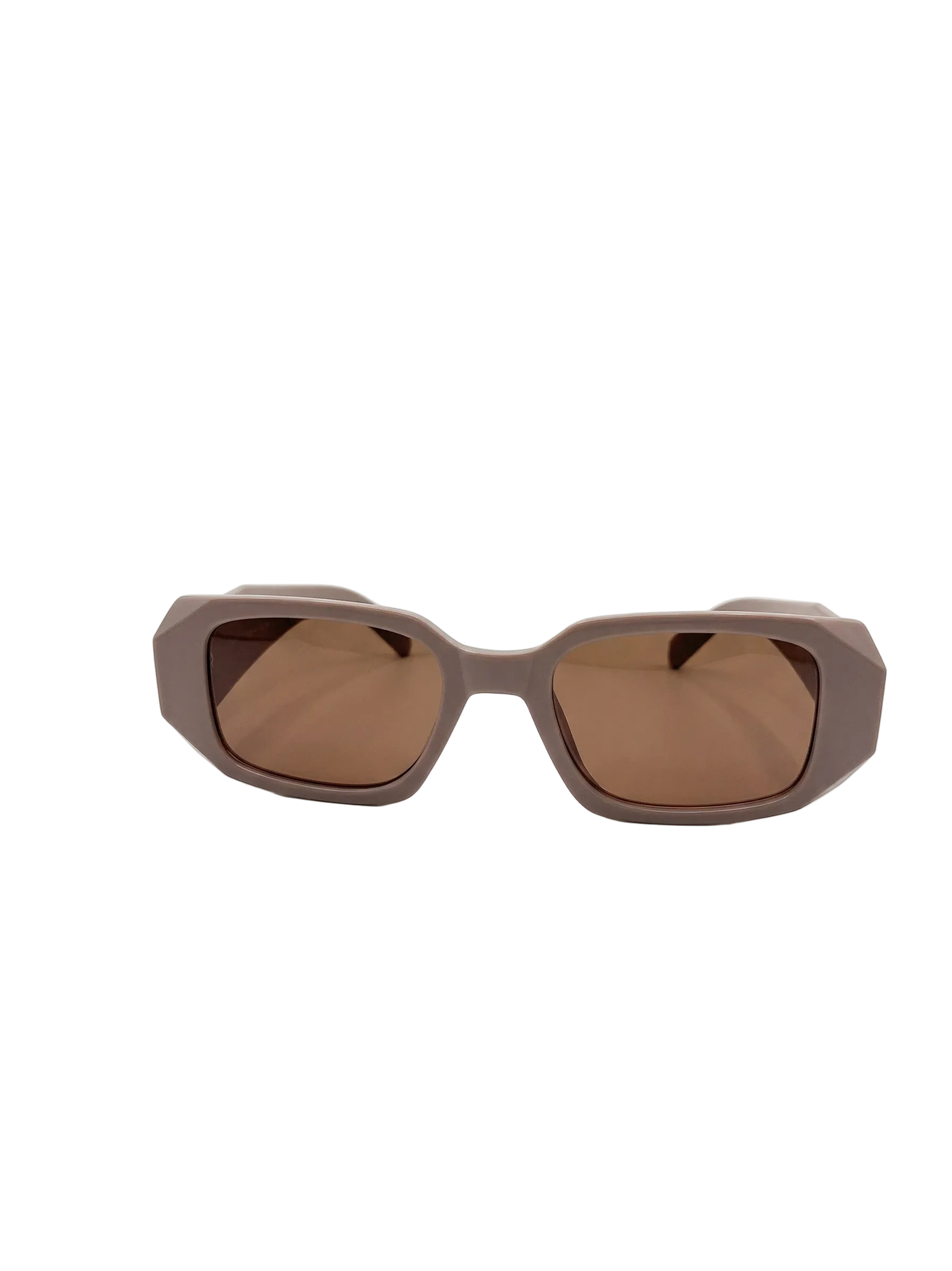 RayVerse - Chunky Matte Taupe Geometric Sunglasses W - 1005