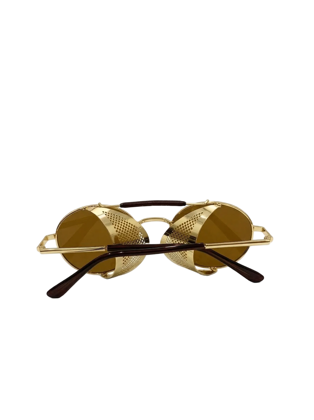 RayVerse - Vintage Gold Steampunk Side-Shield Sunglasses W - 1009