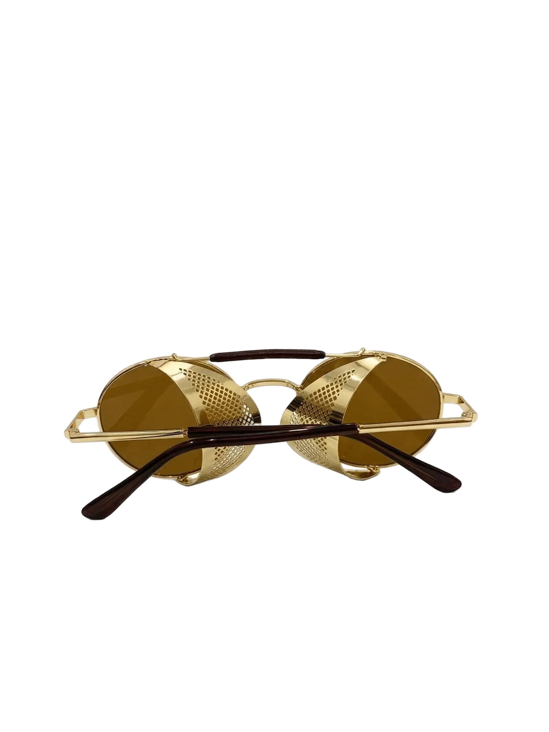 RayVerse - Vintage Gold Steampunk Side-Shield Sunglasses W - 1009