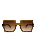 RayVerse - Retro Chunky Amber Square Sunglasses W - 1004