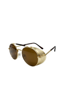 RayVerse - Vintage Gold Steampunk Side-Shield Sunglasses W - 1009