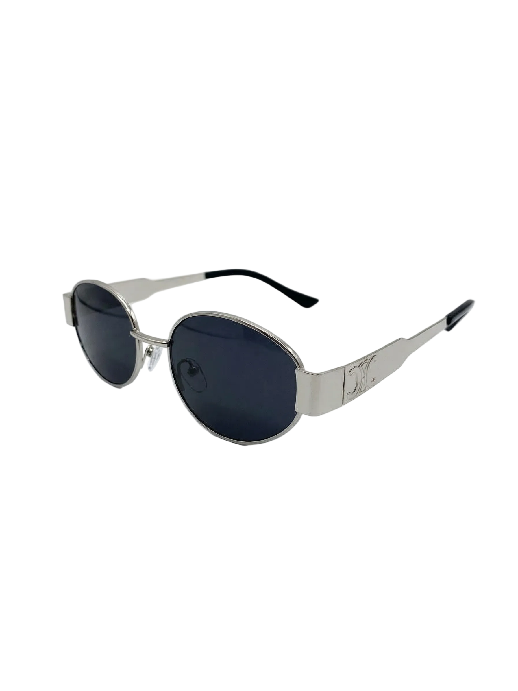 RayVerse - Celine Triomphe Silver Oval Sunglasses W - 1011
