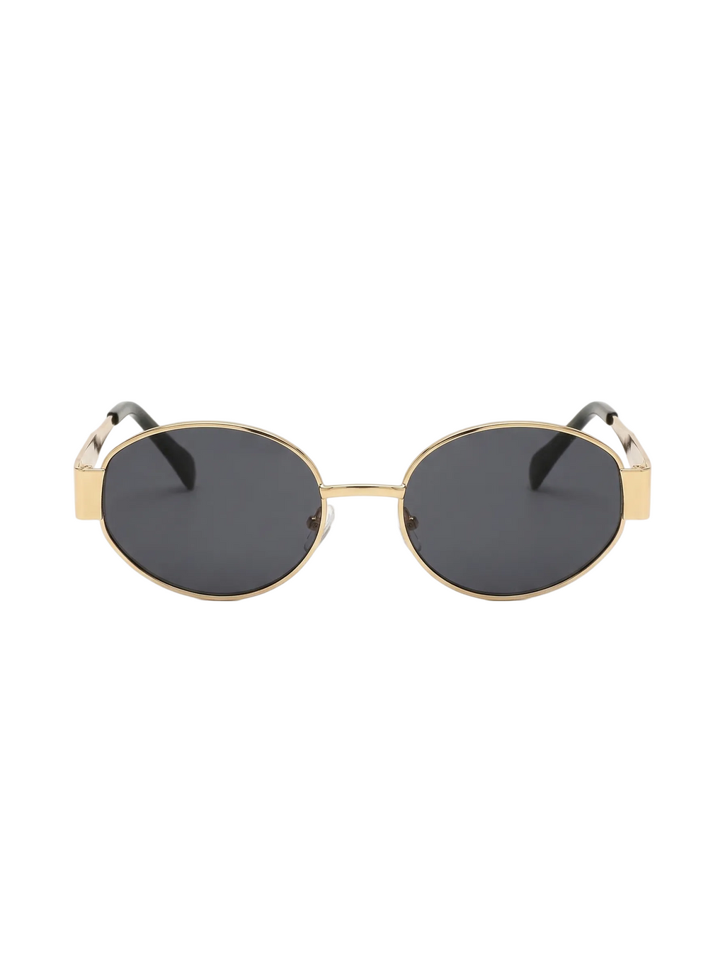 RayVerse - Premium Retro Chic Gold Oval Sunglasses W - 1001