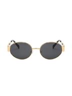 RayVerse - Premium Retro Chic Gold Oval Sunglasses W - 1001
