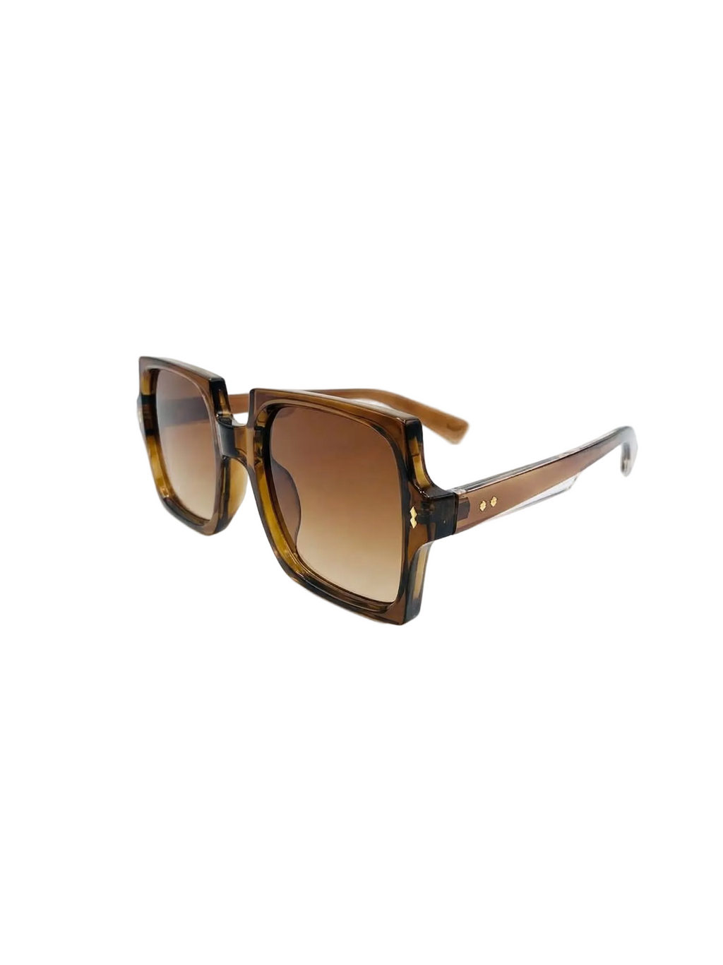RayVerse - Retro Chunky Amber Square Sunglasses W - 1004
