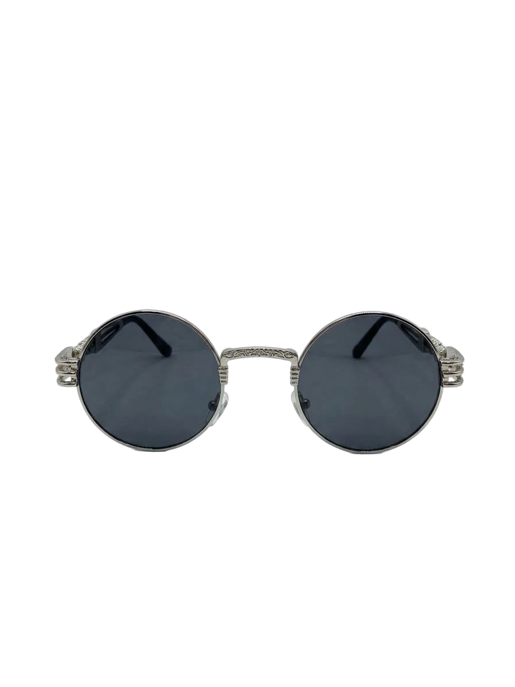 RayVerse - Vintage Silver Steampunk Round Sunglasses W - 1003