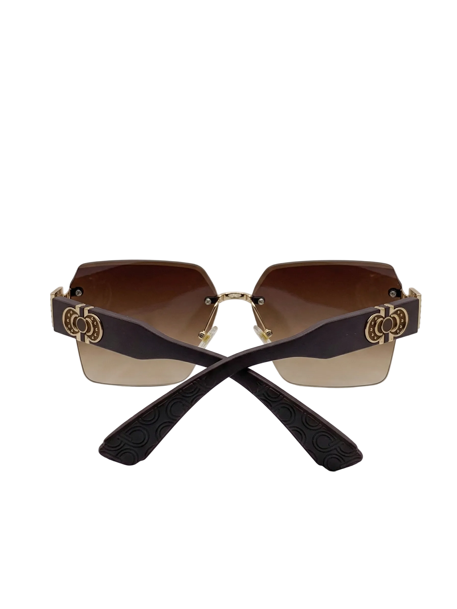 RayVerse - Premium Rimless Gold Detail Square Sunglasses W - 1012