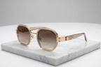 MIU _ Champagne Geometric Sunglasses MW - 1012