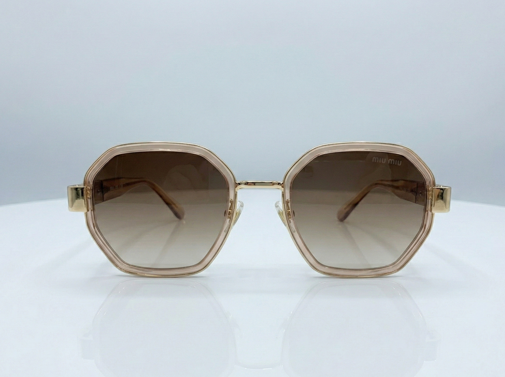 MIU _ Champagne Geometric Sunglasses MW - 1012